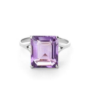 14K. SOLID GOLD RING WITH NATURAL OCTAGON AMETHYST